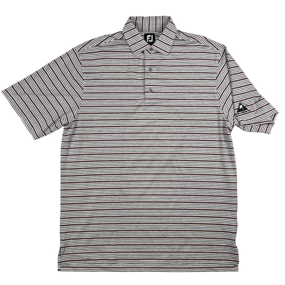 FootJoy Polo Shirt Mens Large Striped Performance Golf Moody Gardens Logo